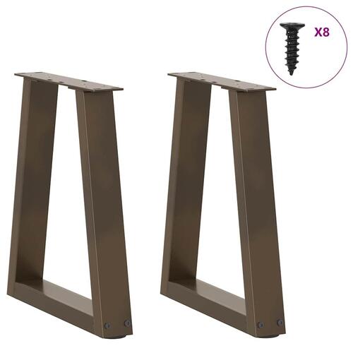 Spisebordsben V-formet 2 stk. naturstål 28x(42-43,3) cm stål