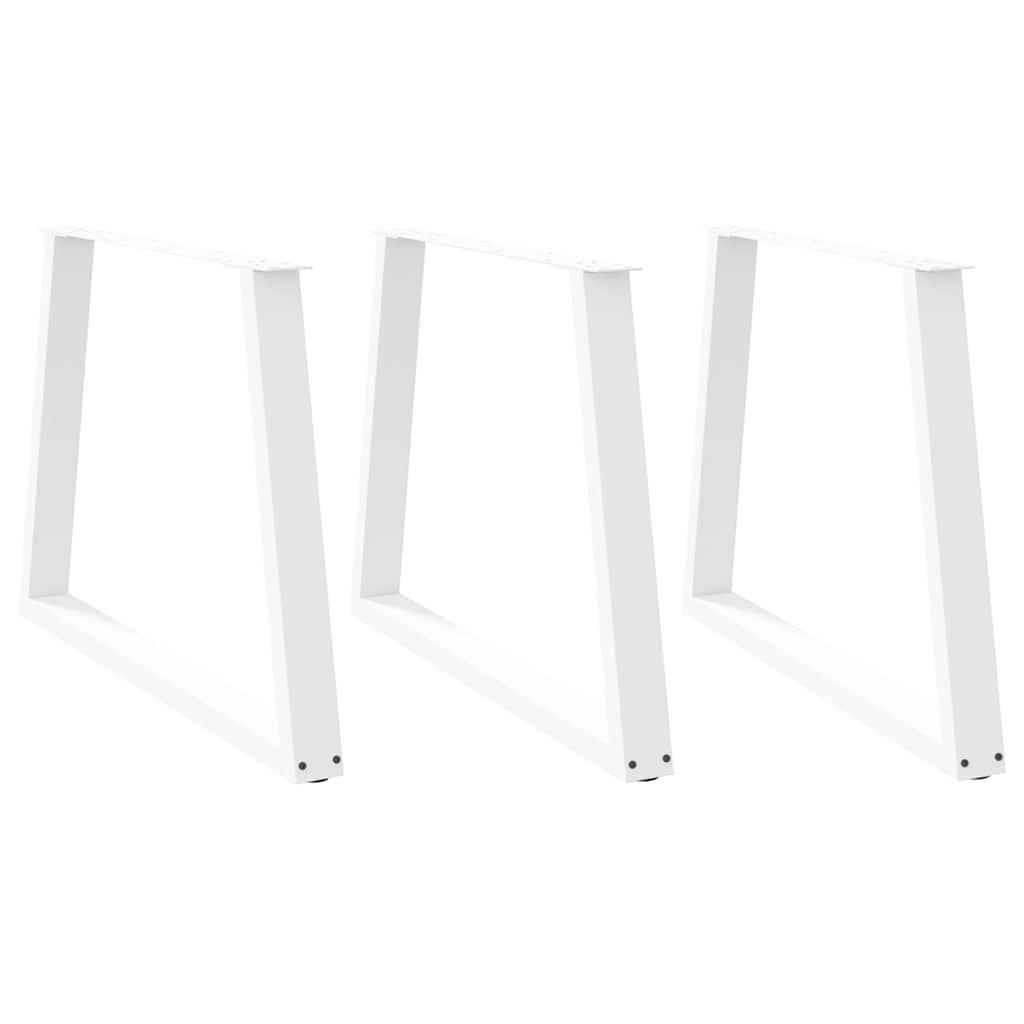 Spisebordsben V-form 3 stk Hvid 100x(72-73,3) cm Stål