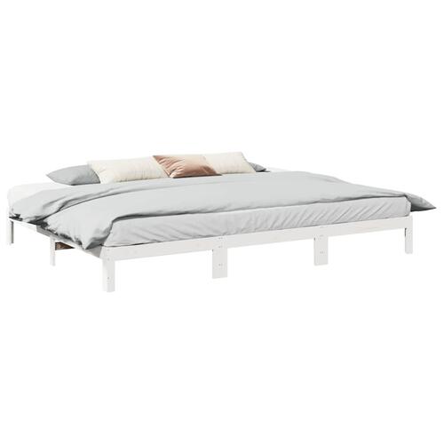 Familie sengeramme uden madras 270x200 cm massivt fyrretræ hvid