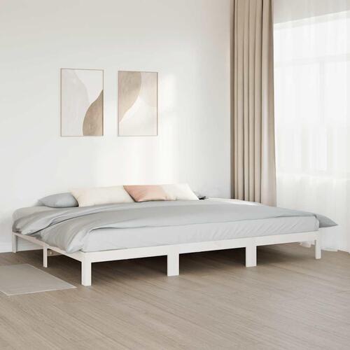Familie sengeramme uden madras 270x200 cm massivt fyrretræ hvid