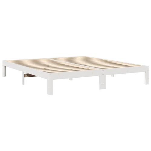Familie sengeramme uden madras 270x200 cm massivt fyrretræ hvid