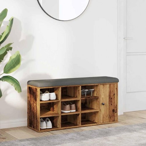 Skobænk i konstrueret træ - antikt træ, 102×32×50 cm