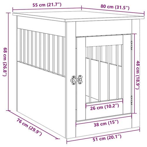 Hundebur 55x80x68 cm konstrueret træ antikt træ