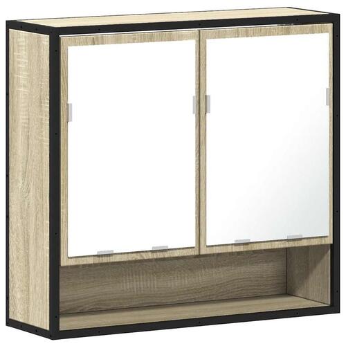 Badeværelsesskab m. spejl 65x20x60 cm konstrueret træ sonoma-eg
