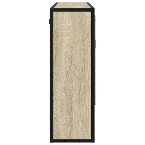 Badeværelsesskab m. spejl 65x20x60 cm konstrueret træ sonoma-eg