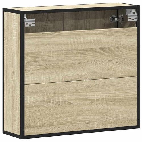 Badeværelsesskab m. spejl 65x20x60 cm konstrueret træ sonoma-eg