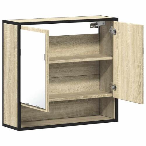 Badeværelsesskab m. spejl 65x20x60 cm konstrueret træ sonoma-eg