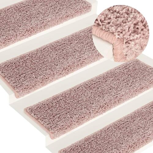 15 stk. trappemåtter 65x21x4 cm hvid og pink