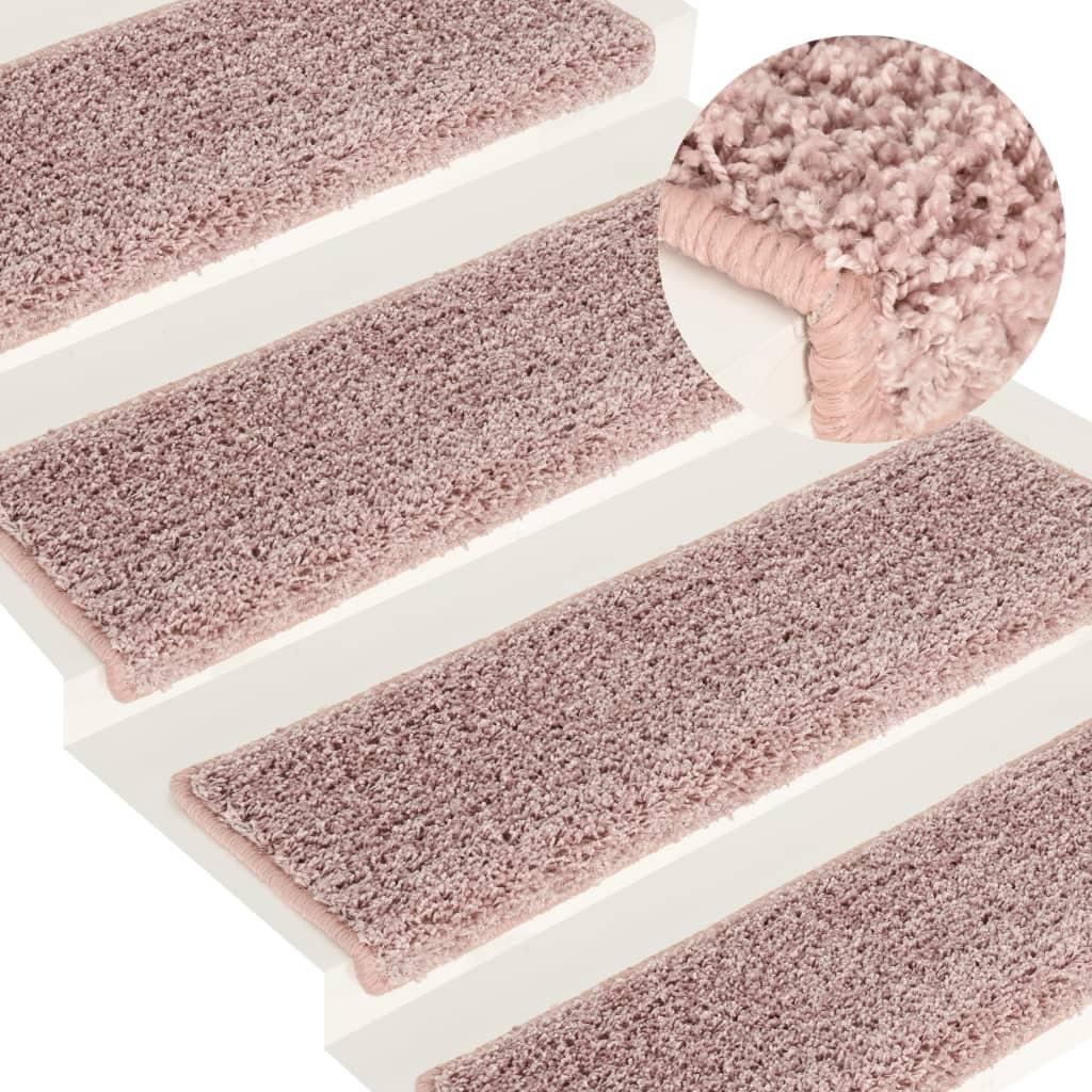 15 stk. trappemåtter 65x21x4 cm hvid og pink
