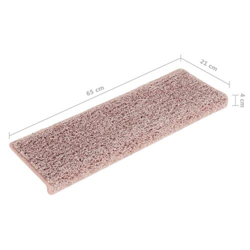 15 stk. trappemåtter 65x21x4 cm hvid og pink