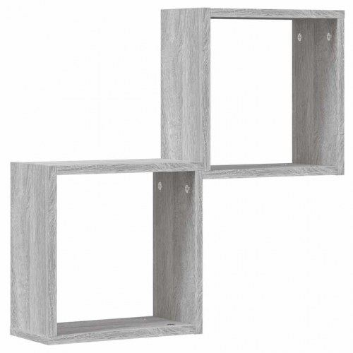 Væghylder 2 stk. kubeformet 30×15×30 cm - grå sonoma-eg