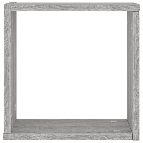 Væghylder 2 stk. kubeformet 30×15×30 cm - grå sonoma-eg