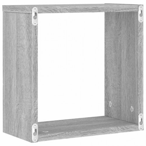 Væghylder 2 stk. kubeformet 30×15×30 cm - grå sonoma-eg