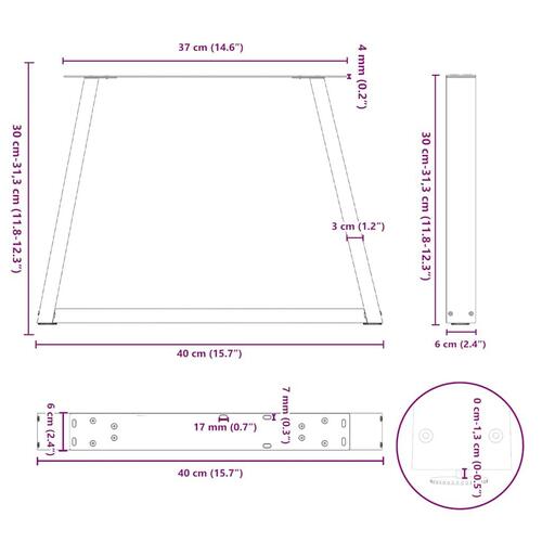 Spisebordsben V-form 2 stk 40x(30-31,3) cm stål antracitgrå