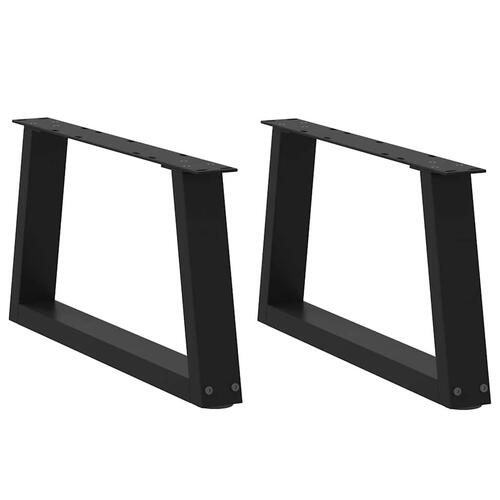 Spisebordsben V-form 2 stk Sort 60x(30-31,3) cm Stål