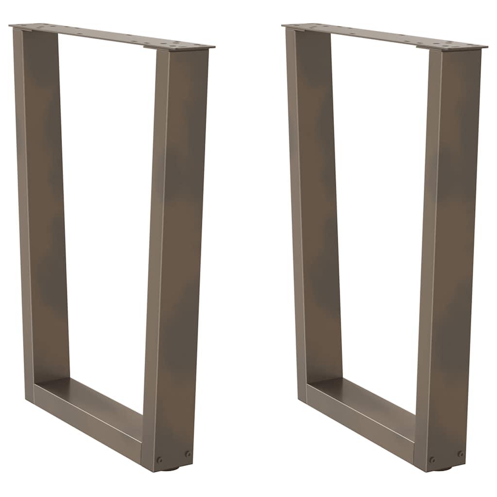 Spisebordsben V-formet 2 stk naturstål 60x(72-73,3) cm stål