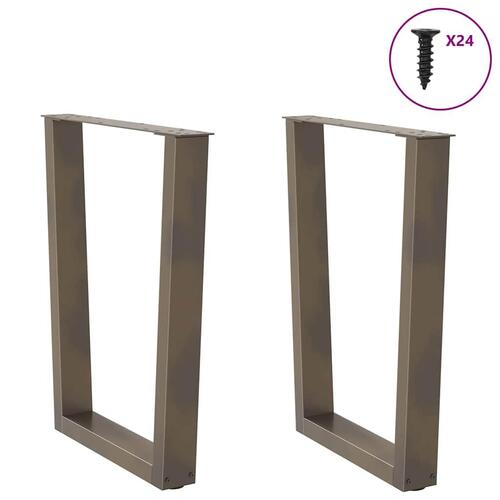 Spisebordsben V-formet 2 stk naturstål 60x(72-73,3) cm stål