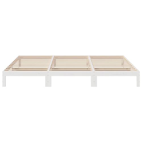 Familie sengeramme uden madras 240x200 cm massivt fyrretræ hvid