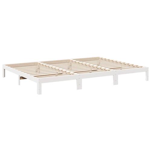 Familie sengeramme uden madras 240x200 cm massivt fyrretræ hvid