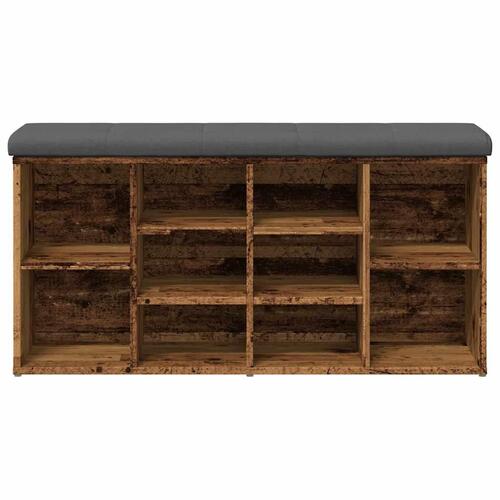 Skobænk 102x32x50 cm konstrueret træ antikt træ