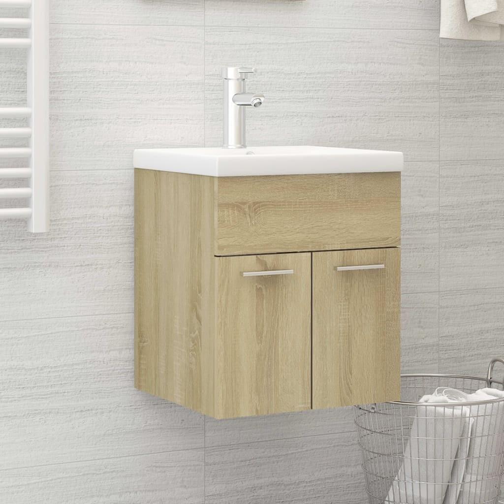 Skab til håndvask 41x38,5x46 cm konstrueret træ sonoma-eg