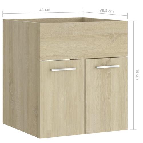 Skab til håndvask 41x38,5x46 cm konstrueret træ sonoma-eg