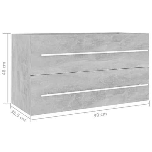 Vaskeskab 90x38,5x48 cm spånplade betongrå