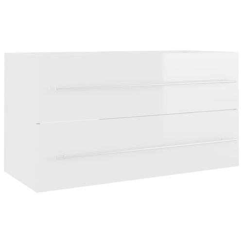 Vaskeskab 90x38,5x48 cm spånplade hvid højglans