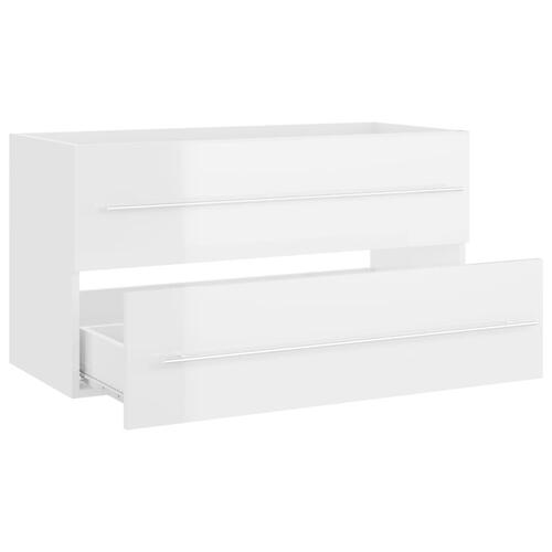 Vaskeskab 90x38,5x48 cm spånplade hvid højglans