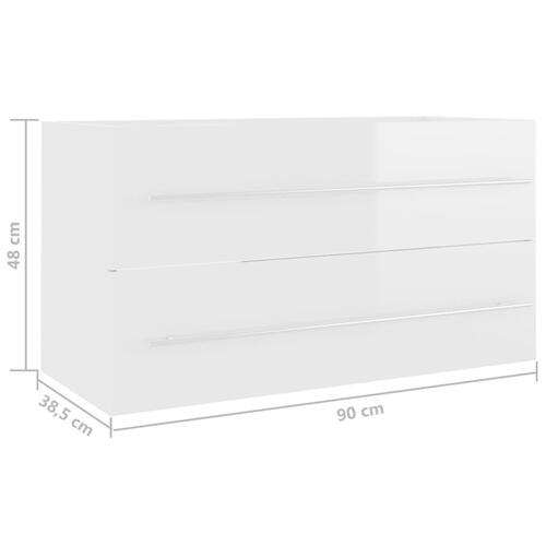 Vaskeskab 90x38,5x48 cm spånplade hvid højglans