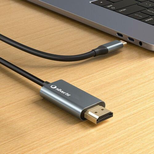 USB-C til HDMI-kabel Silver HT LOGAN Sort