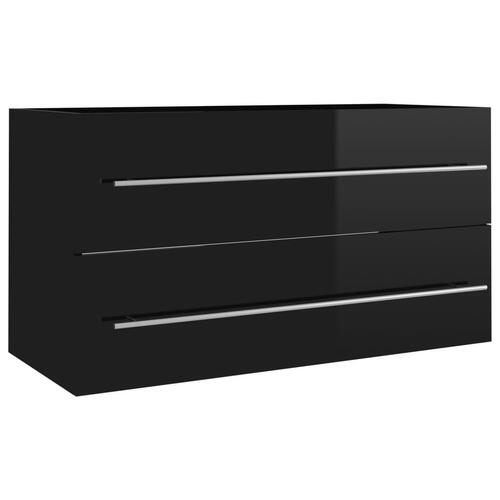Vaskeskab 90x38,5x48 cm spånplade sort højglans