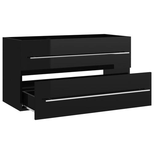 Vaskeskab 90x38,5x48 cm spånplade sort højglans