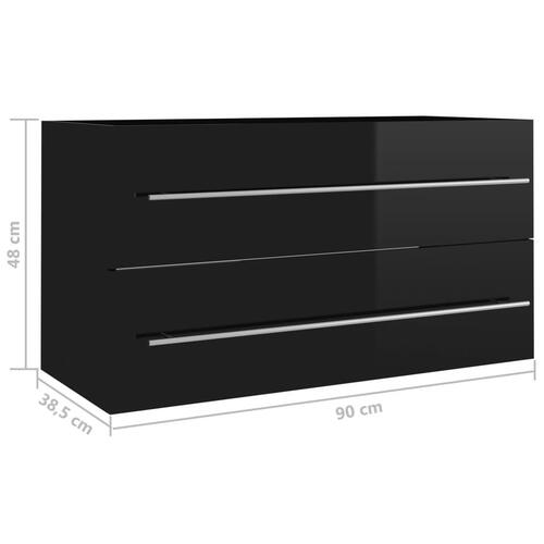 Vaskeskab 90x38,5x48 cm spånplade sort højglans