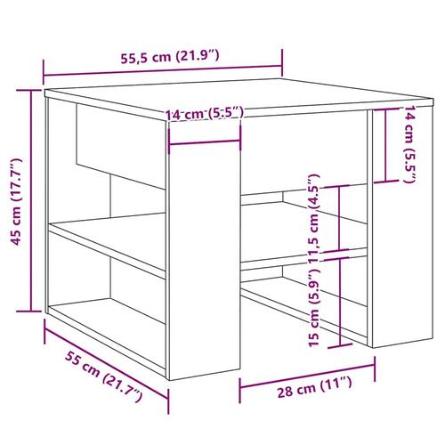 Sofabord 55,5x55x45 cm konstrueret træ kunsteg