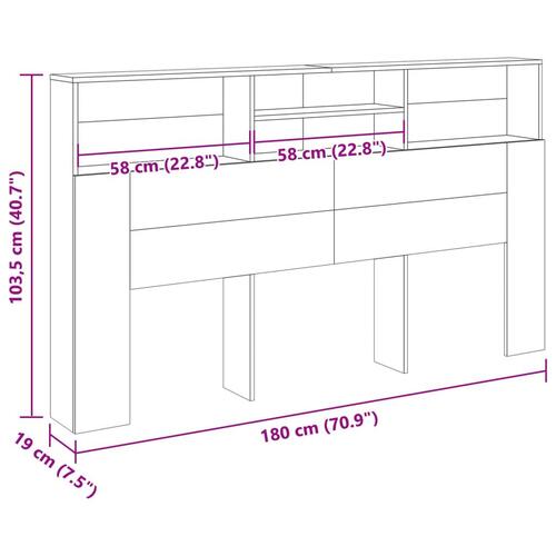 Sengegavl 180x19x103,5 cm konstrueret træ kunsteg