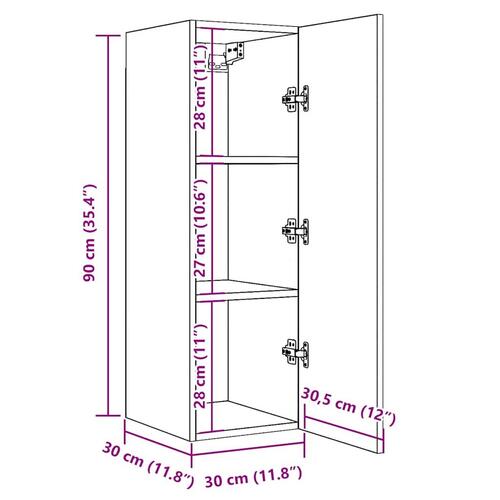 Tv-bord 30,5x30x90 cm konstrueret træ kunsteg
