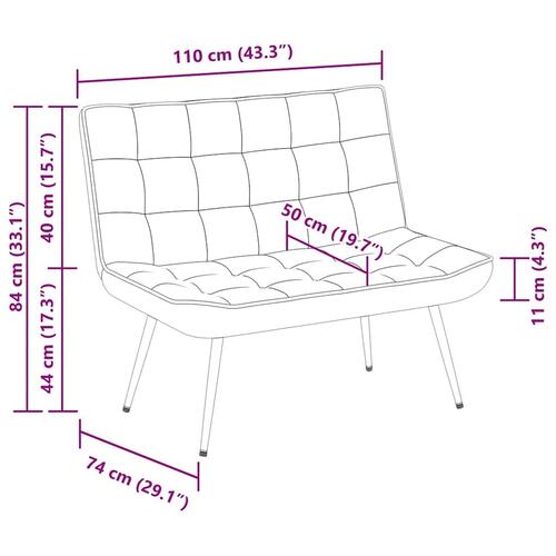Bænk 110x74x84 cm velour vinrød