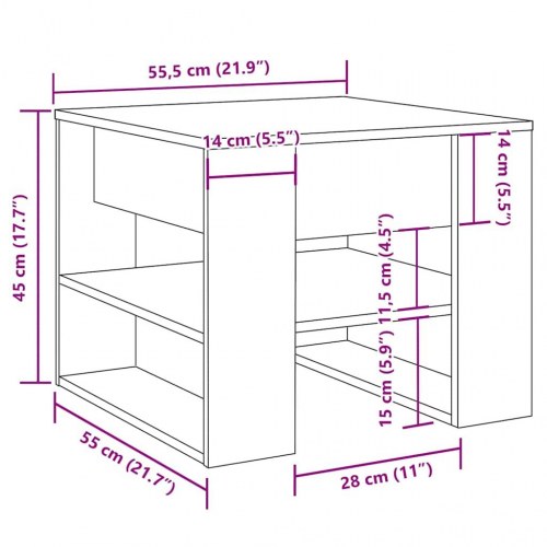 Sofabord 55,5 x 55 x 45 cm - antikt træ