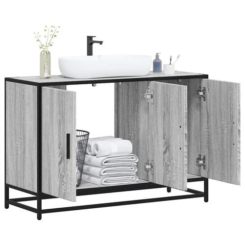 Skab til håndvask til badeværelse 90x33x60 cm grå sonoma