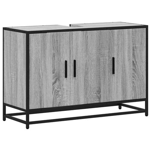 Skab til håndvask til badeværelse 90x33x60 cm grå sonoma
