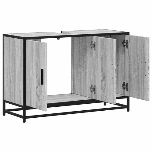 Skab til håndvask til badeværelse 90x33x60 cm grå sonoma