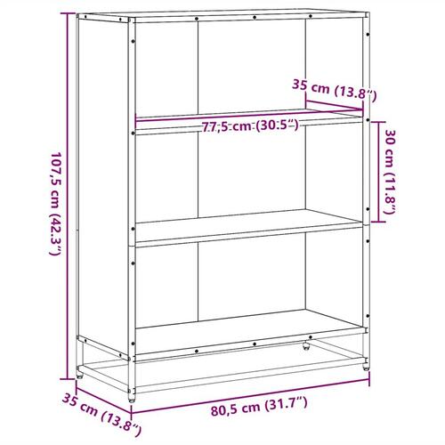 Bogreol 80,5x35x107,5 cm konstrueret træ sonoma-eg