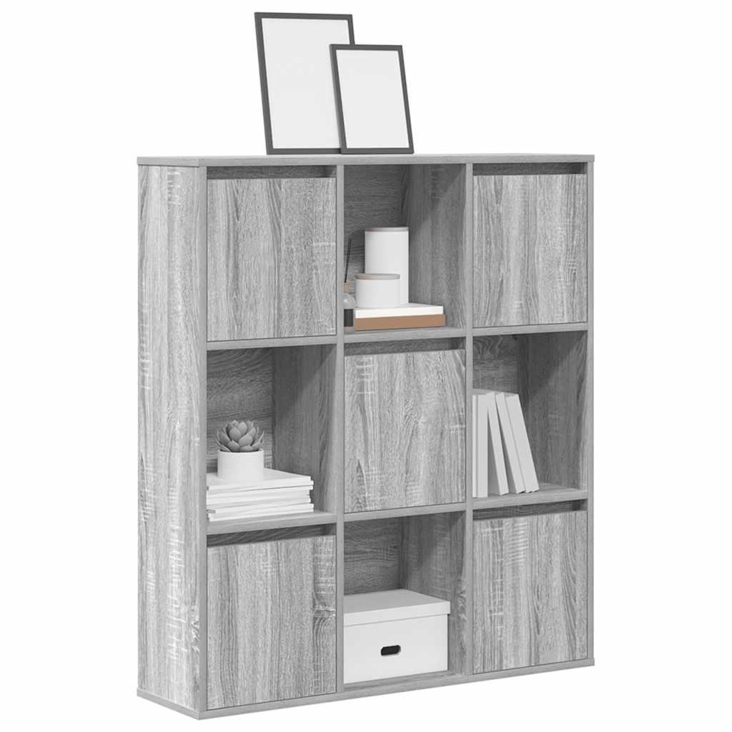 Bogreol 89x24x101,5 cm konstrueret træ grå sonoma-eg