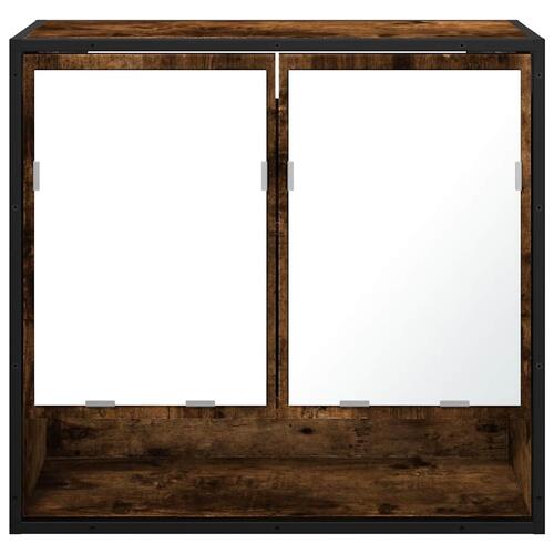 Badeværelsesskab + spejl 65x20x60 cm konstrueret træ røget eg