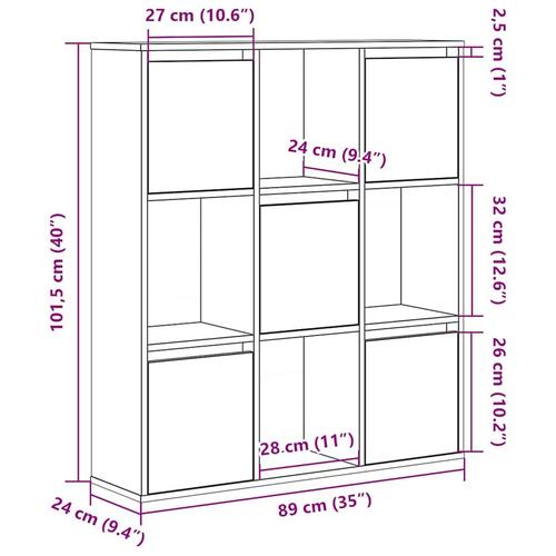 Bogreol 89x24x101,5 cm konstrueret træ hvid
