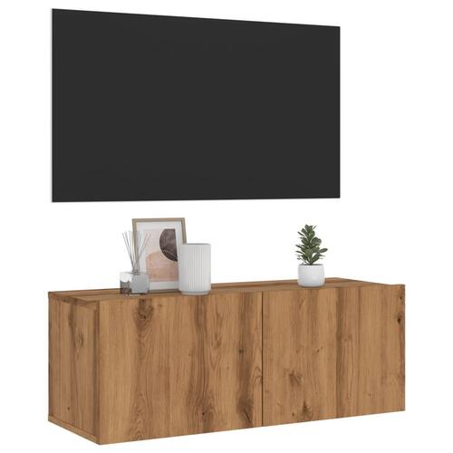 Væghængt tv-bord 80x30x30 cm konstrueret træ kunsteg