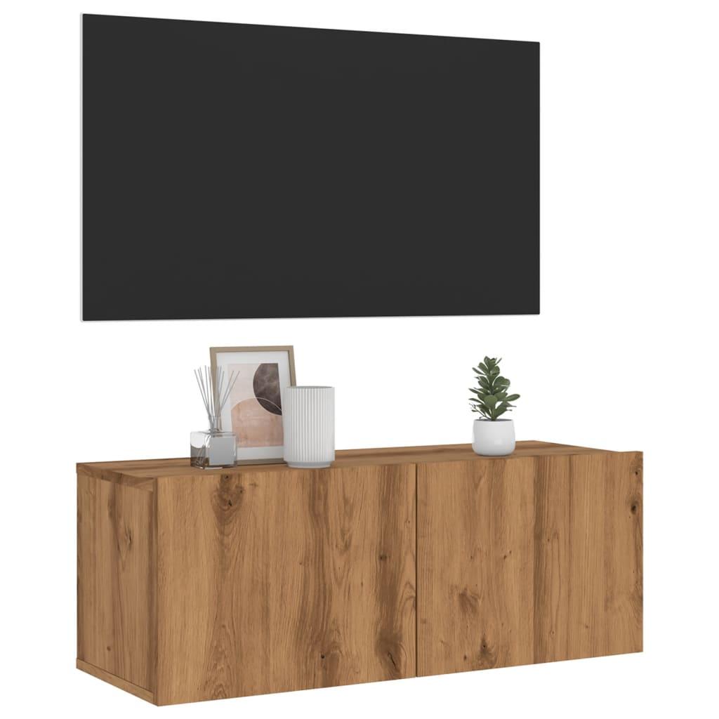 Væghængt tv-bord 80x30x30 cm konstrueret træ kunsteg
