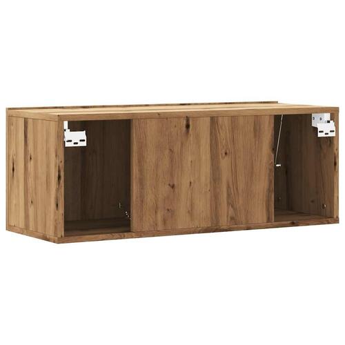 Væghængt tv-bord 80x30x30 cm konstrueret træ kunsteg