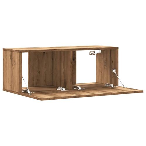 Væghængt tv-bord 80x30x30 cm konstrueret træ kunsteg